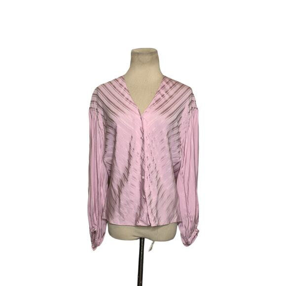 Joie Pink Cadmar Satin Button Long Sleeves Blouse size XXS - Picture 9 of 12